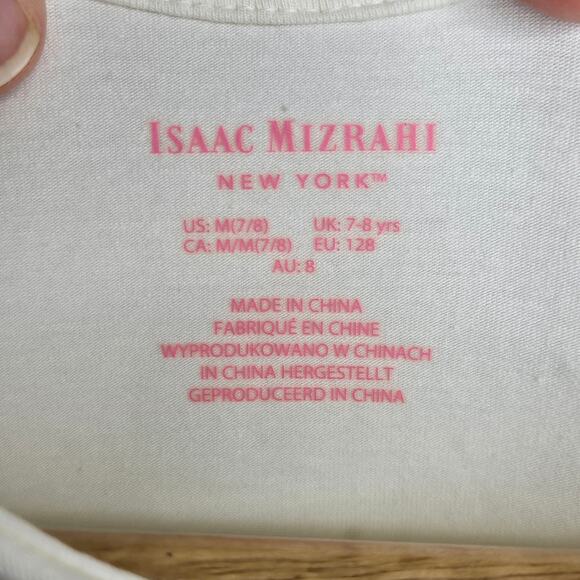 NWOT Isaac Mizrahi Cream & Gold Polka Dot Button Down Long Sleeve Shirt Size 7/8 - Picture 6 of 7